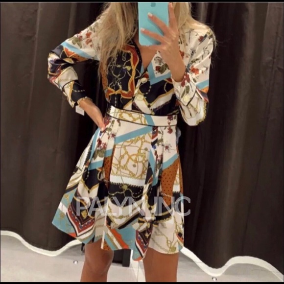 chain patchwork print dress